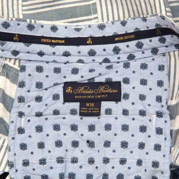 Brooks Brothers Bermuda Shorts Patchwork Stripe Flat Front Men's Size 36 - Picture 2 of 2